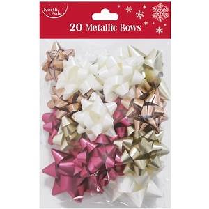 Pack Of 16 Assorted Metallic Bows - Click Image to Close